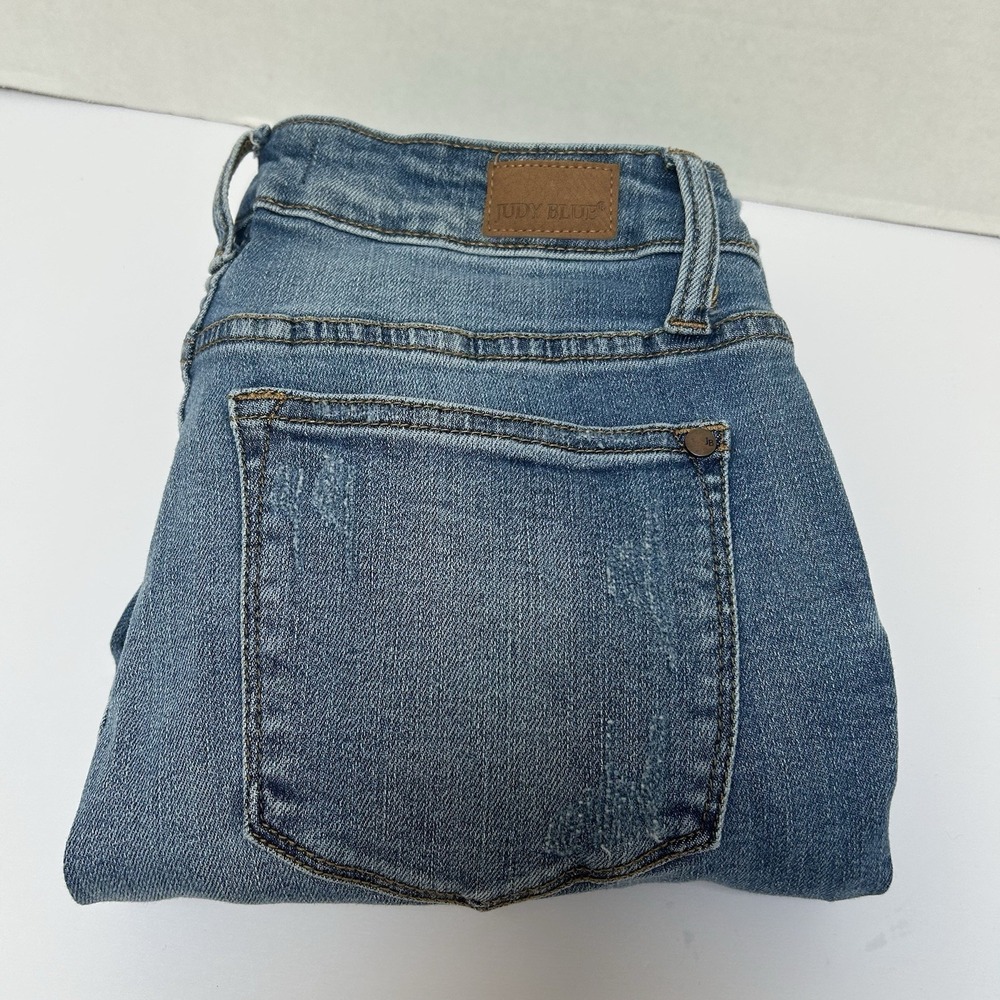 Judy Blue Skinny Fit Distressed Mid-Rise Lemon Patch Jean Size 5/27 Style #88233